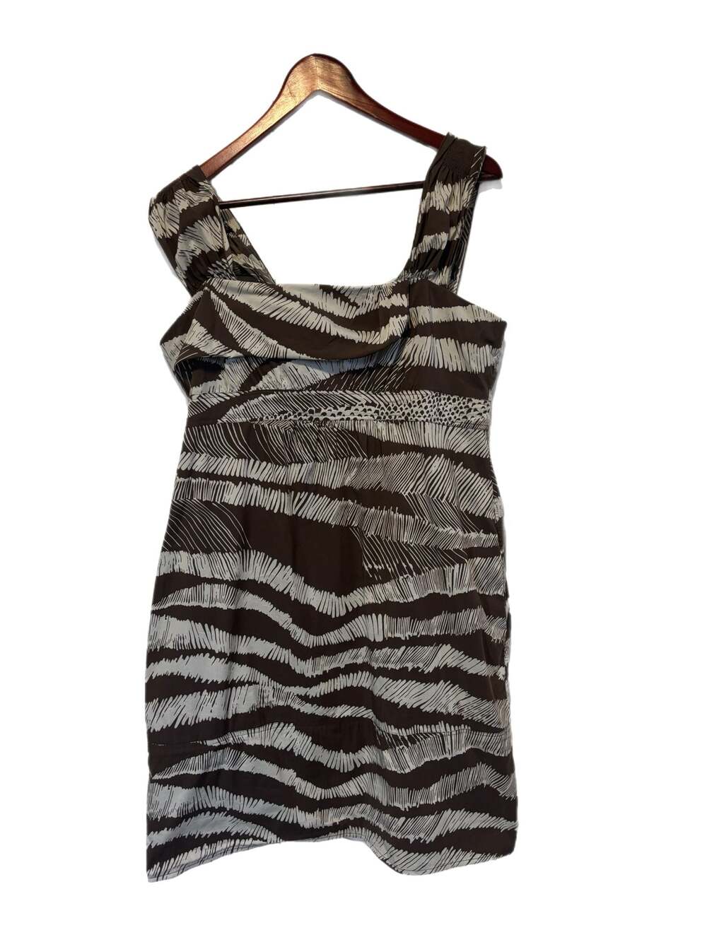 BCBGMaxAzria Cocoa Combo Safari Print Sleeveless Cotton Mini Dress